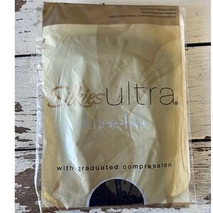 NEW Silkies Ultra Sheer Knee High Graduated‎ Compression Stockings Blue Regular